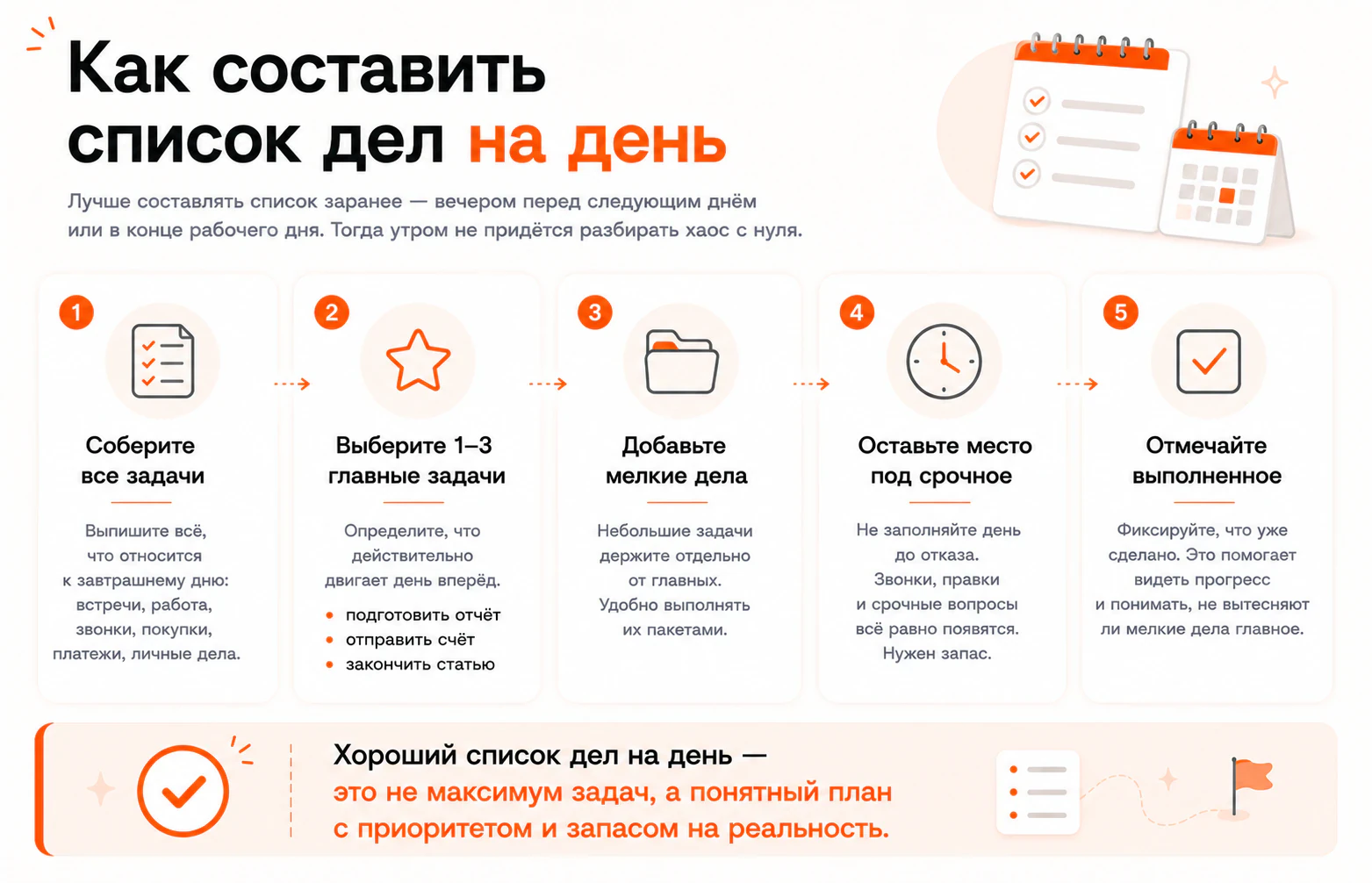Как составить список дел на день